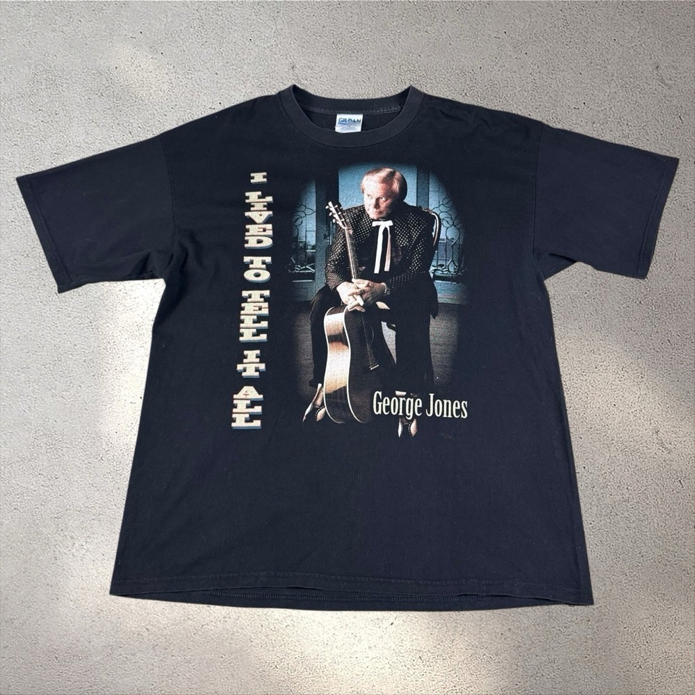 Vintage George Jones Tour Shirt XL Country‎ Music Concert Lived To Tell It All